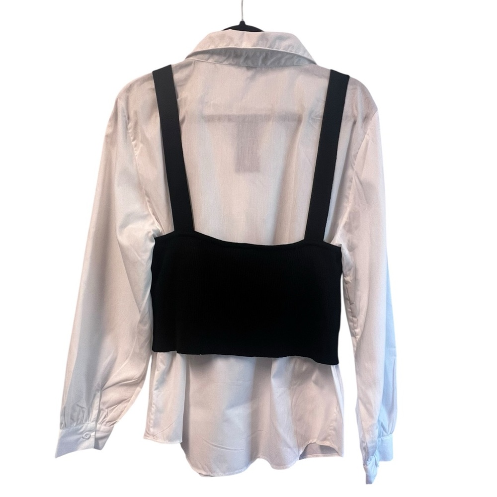 New Look Black Ribbed Button Strap Top - Picture 3 of 10